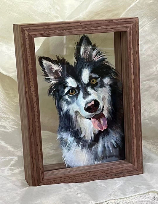 Custom Pet Portrait | Hand-Painted Portrait Art in Frame